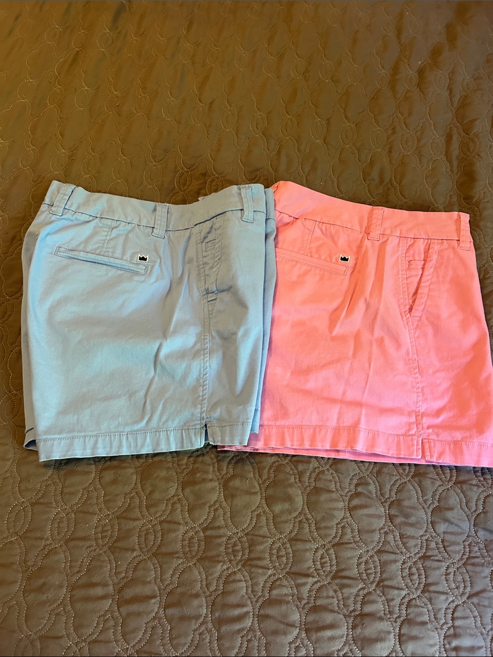 2 pairs Crown & ivy Logo Cotton Shorts - Pink and Light Blue - Women size 10